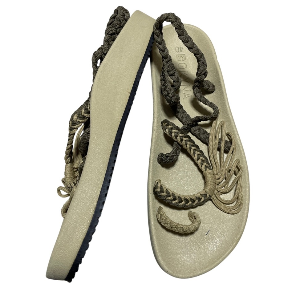 Bokyna 40 Elevate Sandals Braided Rope Straps Contoured Sole‎ NEW Sand Color